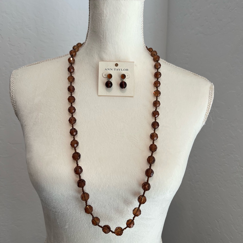 Ann Taylor Amber-Toned Beaded Necklace Set